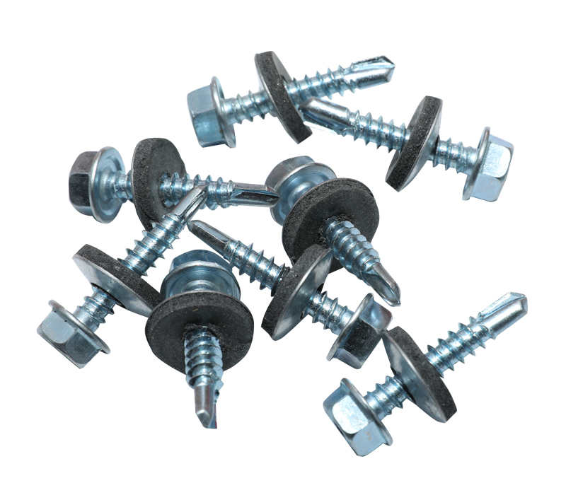 Hex washer head self-drilling screw with EPDM washer